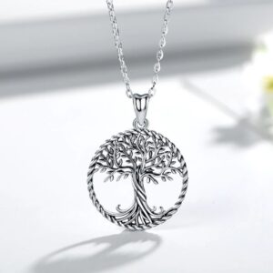 Authentic 925 Sterling Silver Tree of Life Twisted Oak Pendant Necklace