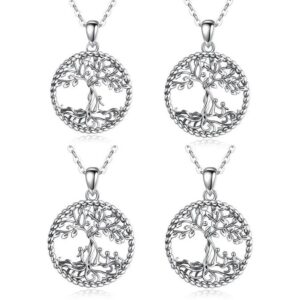 Exquisite 925 Sterling Silver Mother's Rooted Love Tree of Life Family Pendant