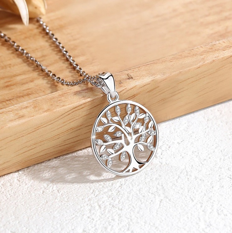 Elegant 925 Sterling Silver Tree of Life AAA+ Zirconia Pendant Necklace - Image 3