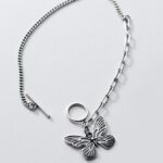 Authentic 18K 925 Sterling Thai Silver Butterfly Spawn Pendant Chain Bracelet