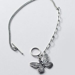 Authentic 18K 925 Sterling Thai Silver Butterfly Spawn Pendant Chain Bracelet