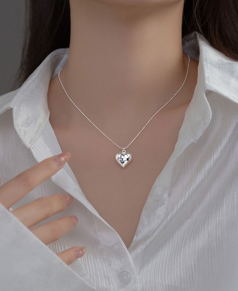 Exquisite 18K 925 Sterling Silver Stylish Precious Heart Pendant Necklace - Image 2