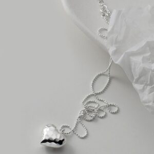 Exquisite 18K 925 Sterling Silver Stylish Precious Heart Pendant Necklace