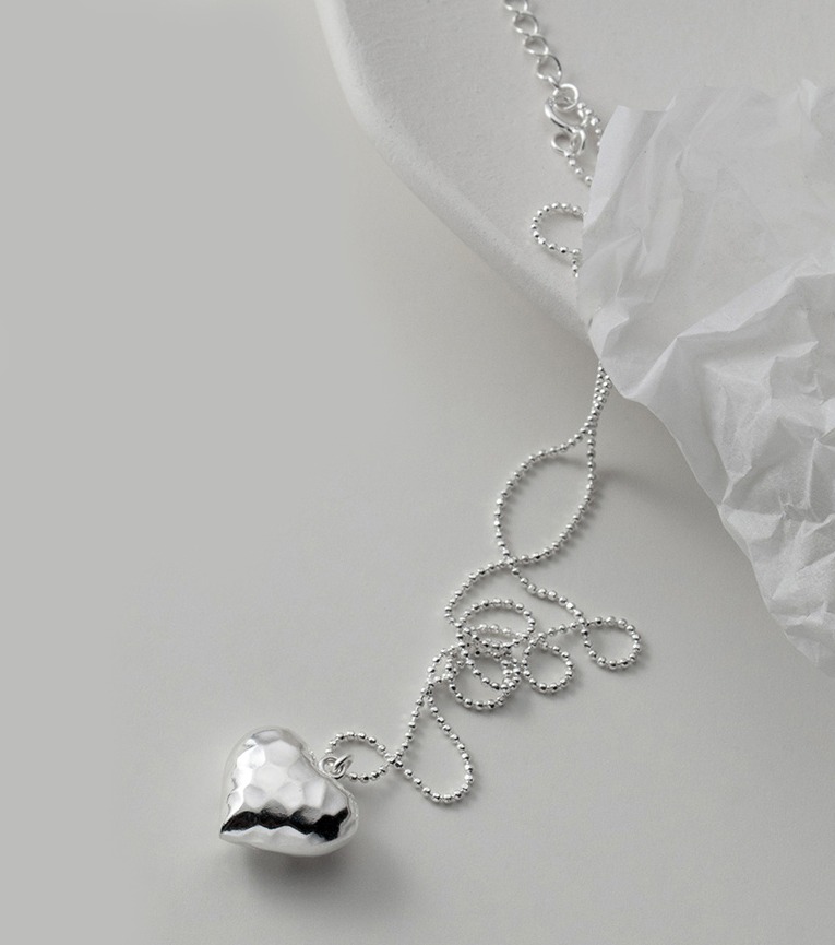 Exquisite 18K 925 Sterling Silver Stylish Precious Heart Pendant Necklace