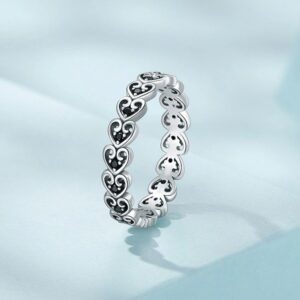 Elegant 925 Sterling Silver 4mm Vintage Hearts Hollow Ring