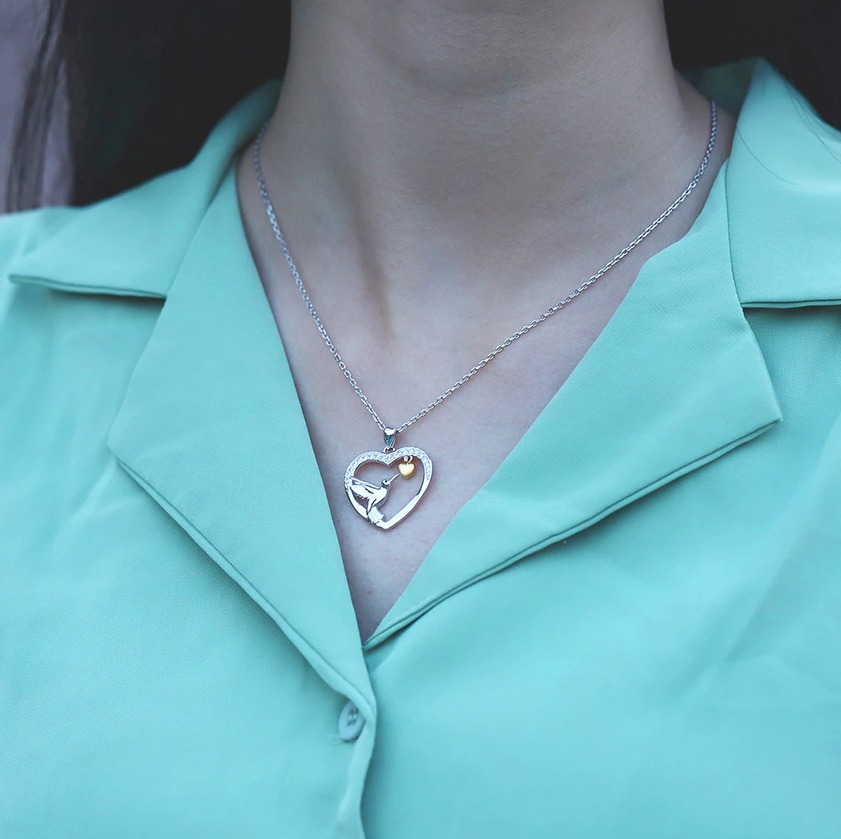 Genuine 18K 925 Sterling Silver Hummingbird's Heart Dazzling Pendant Necklace - Image 2