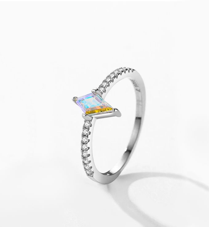 Authentic 925 Sterling Silver Dazzling Rainbow Crystal Eyes Zirconia Ring - Image 3