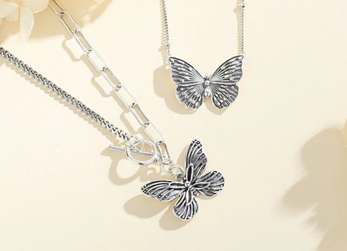 Authentic 18K 925 Sterling Thai Silver Butterfly Spawn Pendant Chain Necklace - Image 6