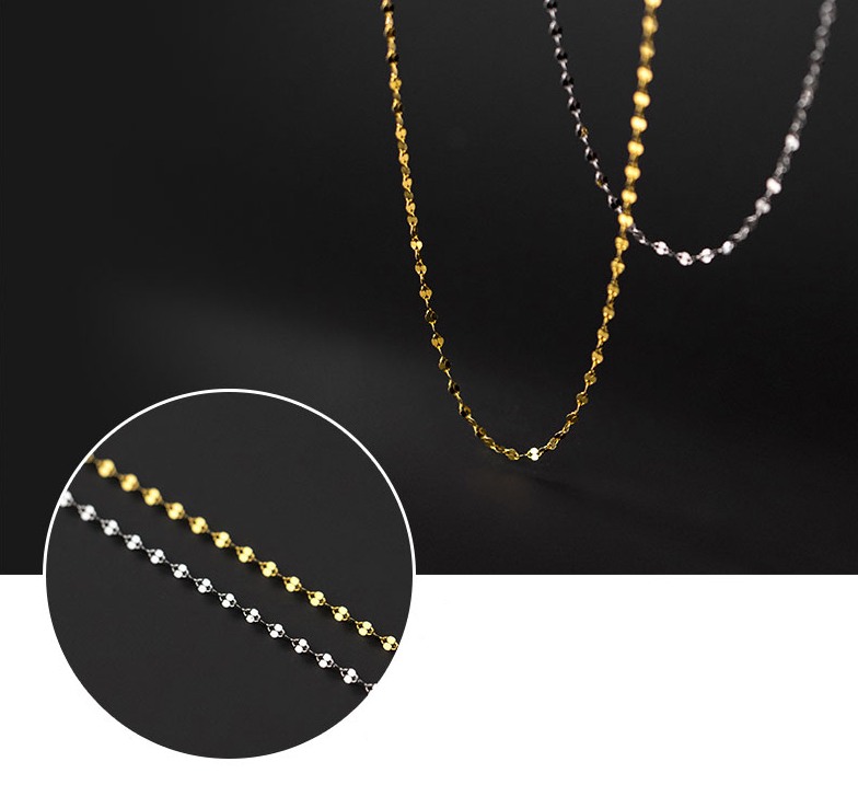 Radiant 18K 925 Sterling Silver 2MM Reflective Fashion Clavicle Choker - Image 3