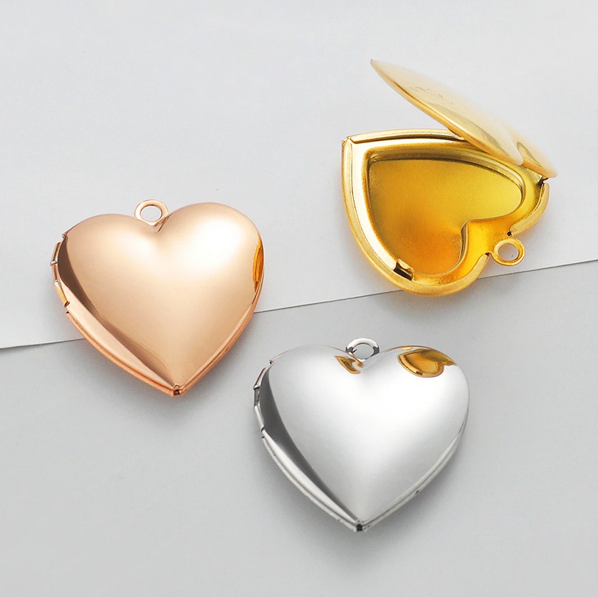Quality Mirror Polished 316L Stainless Steel Heart Charm Locket Pendant Necklace