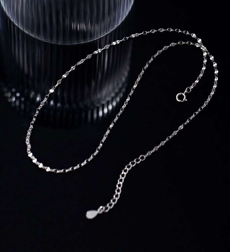 Radiant 18K 925 Sterling Silver 2MM Reflective Fashion Clavicle Choker - Image 4