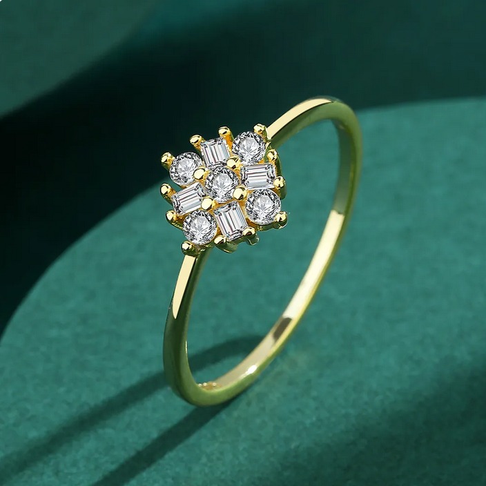 Luxurious 18K 925 Sterling Silver Dazzling Crystal Flower Ring - Image 5