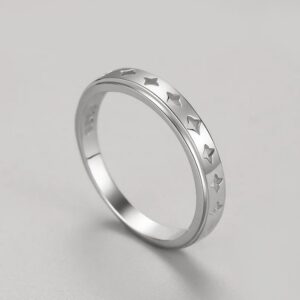 Elegant 925 Sterling Silver Minimalist Hollowed Out Star Ring