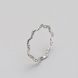 Vintage 925 Sterling Silver Fine Wave Pattern Adjustable Ring (Size 3-5)