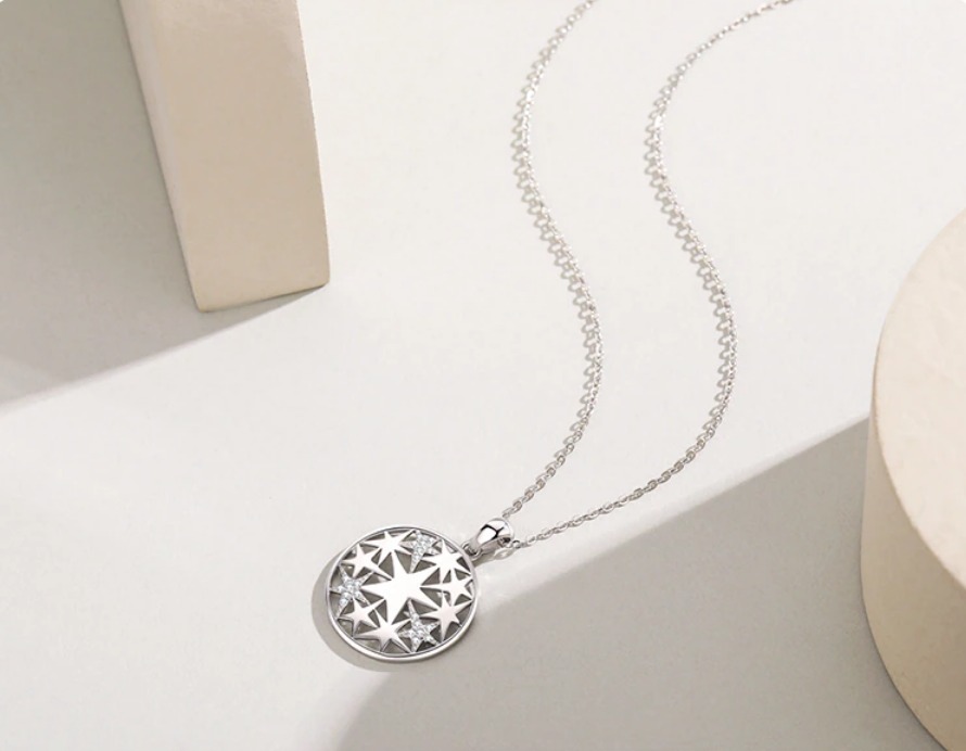 Exquisite 925 Sterling Silver Fashion Star Zirconia Charm Pendant Necklace - Image 3