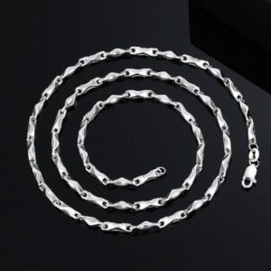 Platinum 999 Fine Silver 3.5mm Solid Handmade Collarbone Chain Necklace