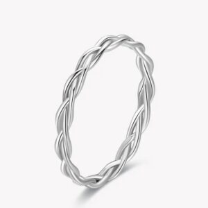 Simple 925 Sterling Silver Braided Texture Stackable Ring