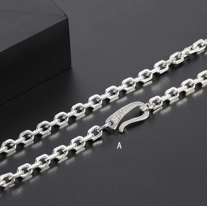 Retro 925 Sterling Silver 4mm Viking Link Chain Necklace - Image 2