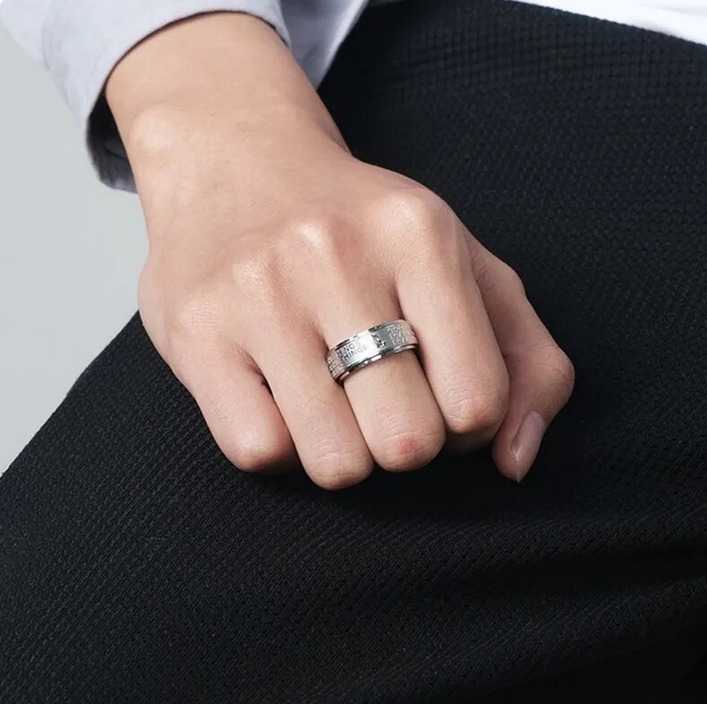 Authentic Stainless Steel 8mm “Serenity Prayer” Motivational Rotate Ring - Image 3