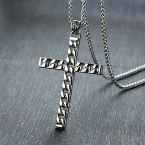 Men's Quality Stainless Steel Retro Cross Chain Pendant Necklace