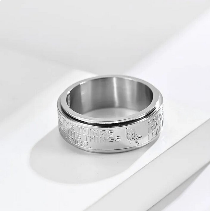 Authentic Stainless Steel 8mm “Serenity Prayer” Motivational Rotate Ring - Image 2