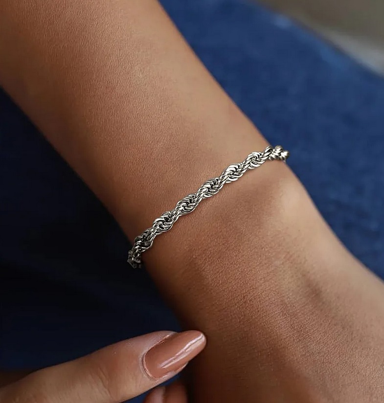 Quality 316L Stainless-Steel 2, 3, 4MM Twisted Rope Chain Bracelet - Image 3