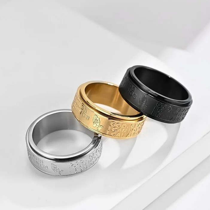 Authentic Stainless Steel 8mm “Serenity Prayer” Motivational Rotate Ring - Image 4