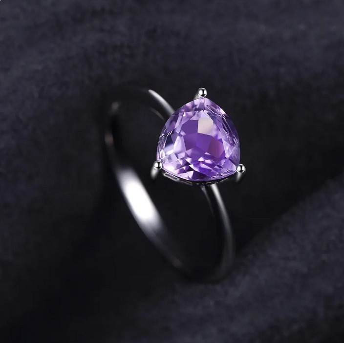 Exquisite 925 Sterling Silver 1.5CT Natural Topaz/Amethyst Gemstone Ring - Image 5