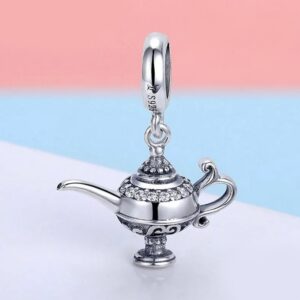 Retro 925 Sterling Silver Lamp of Aladdin Dangle Charm Fit Pendant