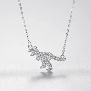 Exquisite 925 Sterling Silver Tyrannosaurus Rex Dinosaur Pendant Choker