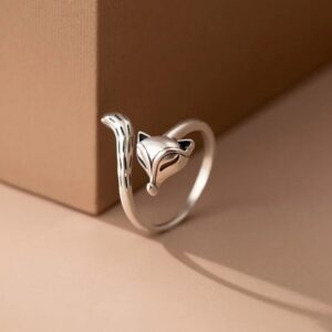 Rhodium 925 Sterling Silver Sly Fox Adjustable Ring