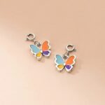 Authentic 18K 925 Sterling Silver Sweet Colorful Butterfly Charm Pendant
