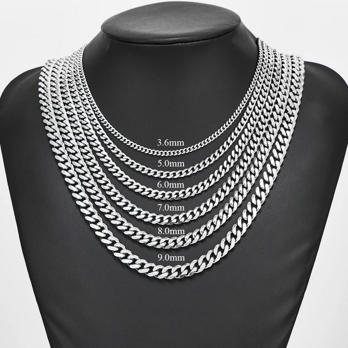 Quality 316L Stainless Steel Cuban & Figaro Link Chain Necklace - Image 4