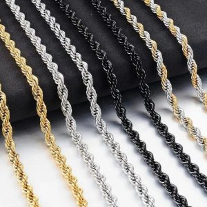 Quality 316L Stainless-Steel 3MM/5MM Twist Rope Chain Necklace