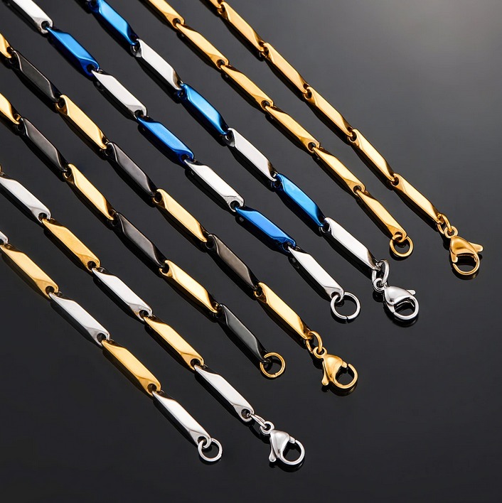 Quality 316L Stainless Steel 3MM Military Grade Bamboo Chain Necklace - Image 3