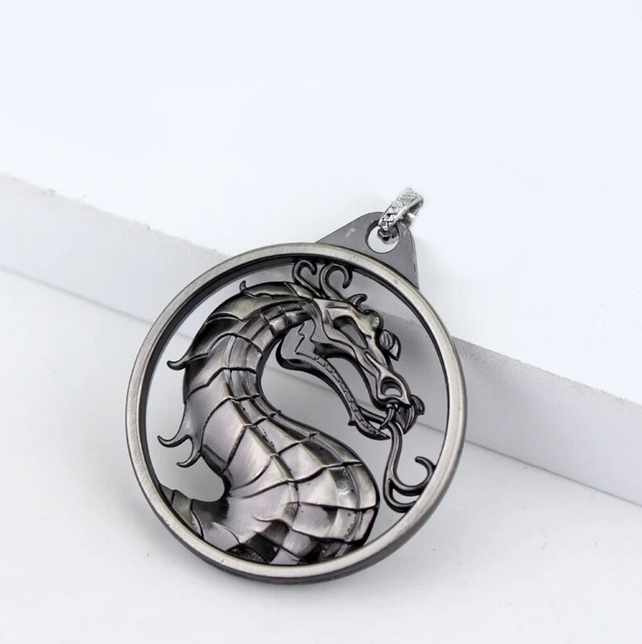 Men's Vintage Mortal Kombat Game Dragon Reversible Pendant Necklace - Image 2
