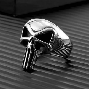 Men’s Quality 316L Stainless Steel Retro Punisher Skull Ring
