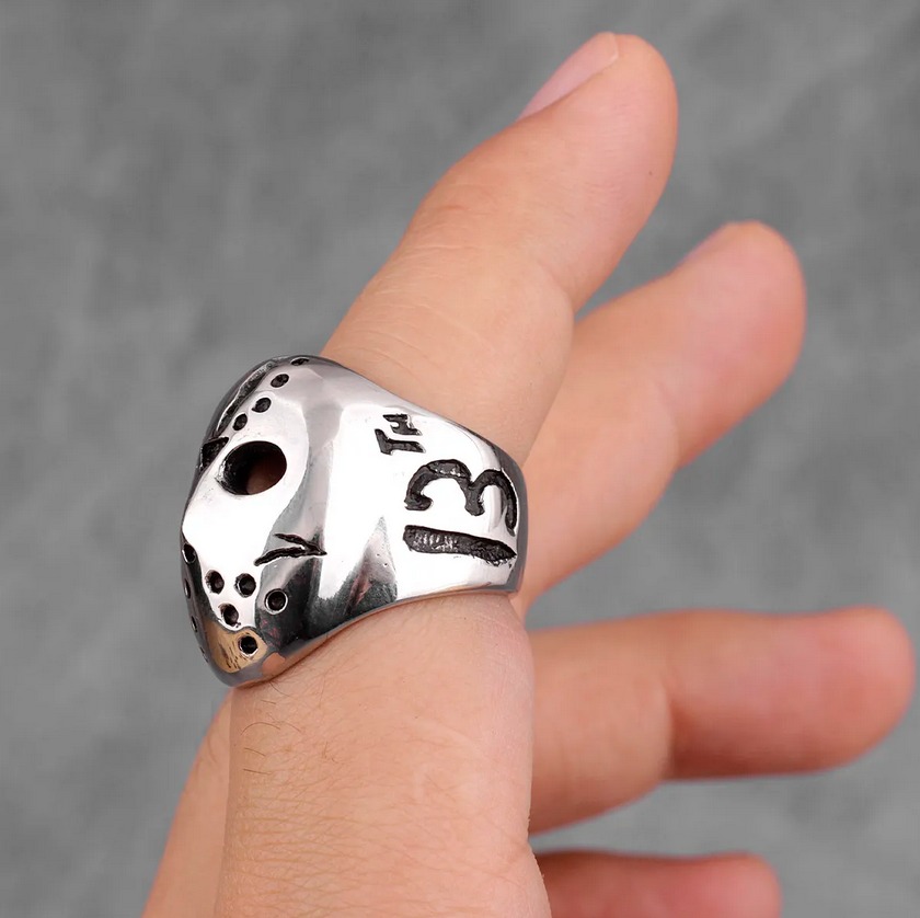 Men's Quality 316L Stainless Steel Friday 13th Classic Jason Mask Ring - Image 4