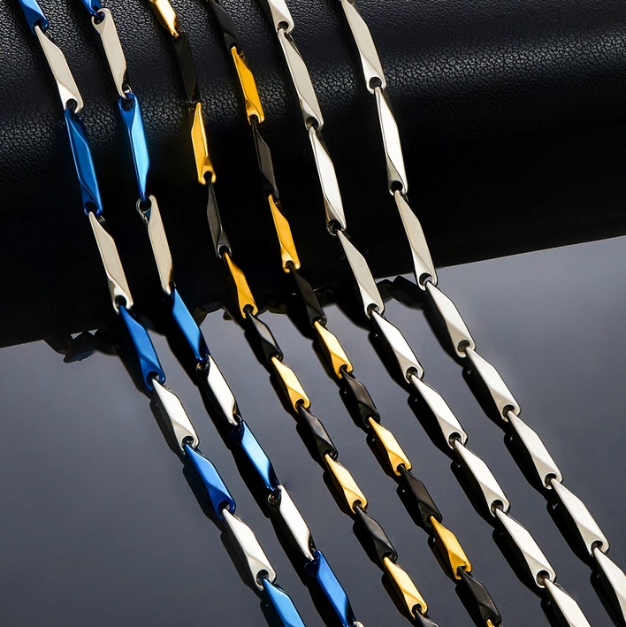 Quality 316L Stainless Steel 3MM Military Grade Bamboo Chain Necklace - Image 2