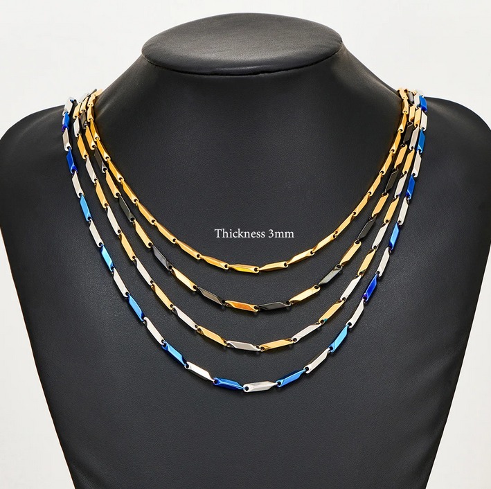 Quality 316L Stainless Steel 3MM Military Grade Bamboo Chain Necklace - Image 5