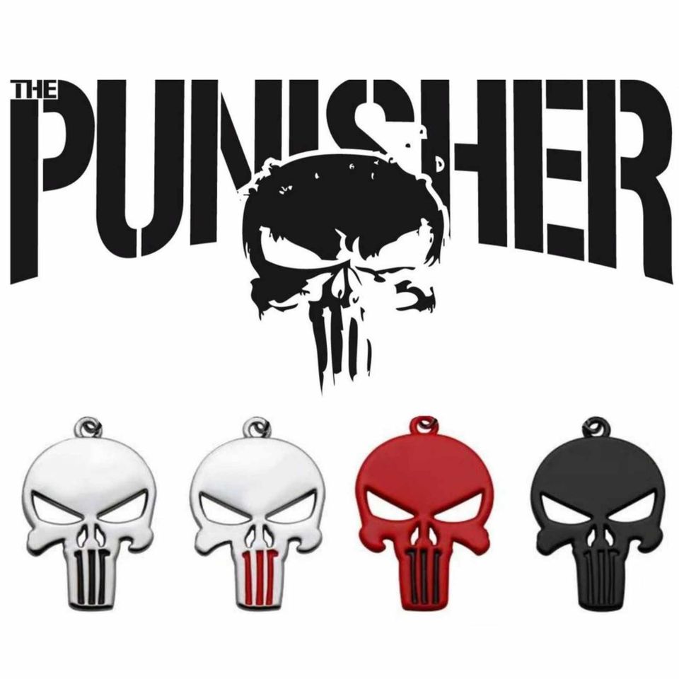 Men's High Quality Punisher Skull Head Pendant + Stainless Steel Necklace
