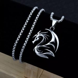 Men's Retro Personality Disc Blade Dragon Pendant Necklace