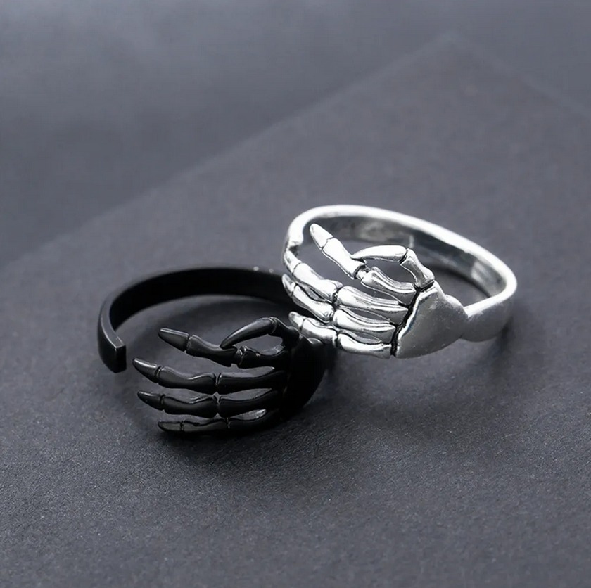 Retro Personality Skeleton Palm Adjustable Ring - Image 3