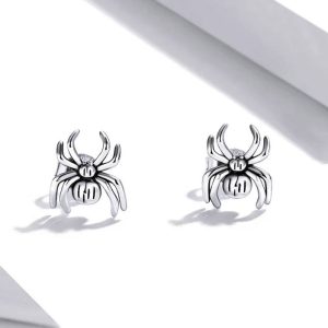 Genuine 925 Sterling Silver Friendly Spider Stud Earrings