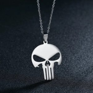 Men’s Quality 316L Stainless Steel Punisher Skull Pendant Necklace