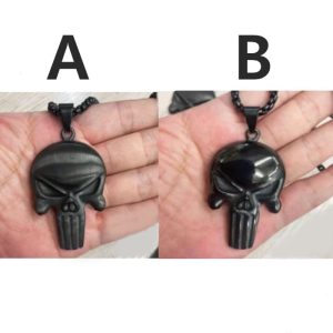 Men's Quality 316L Stainless Steel Solid Retro Punisher Pendant Necklace