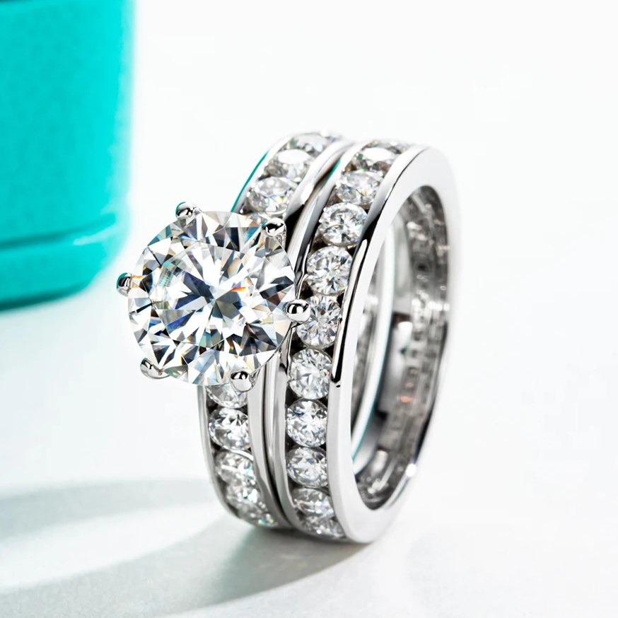 Harlembling 925 Sterling Silver Moissanite Engagement Promise Ring - 1.3ct To 4.3ct, Passes Diamond Tester
