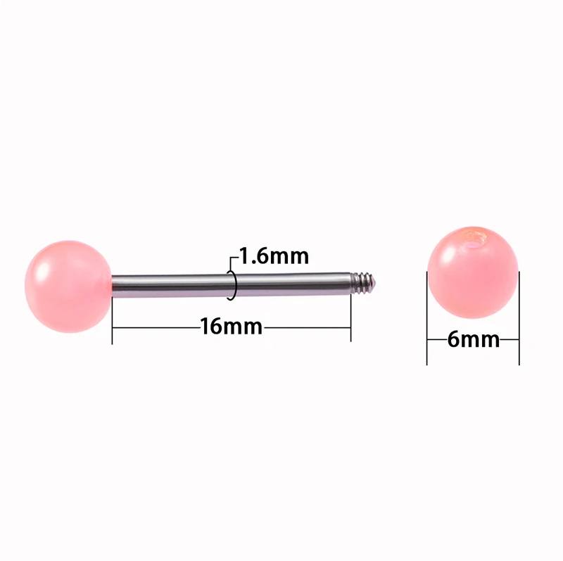 1PC 14G Stainless Steel Glow In The Dark Acrylic Ball Tongue/Nipple Bar Piercing - Image 3