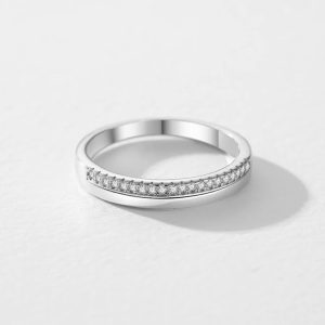 Elegant 925 Sterling Silver Semi-Pave Stackable Zircon Ring