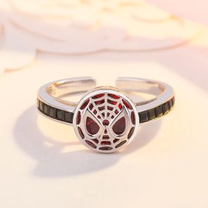 Cool Silver Plated Superhero Spider Web/Shield Adjustable Power Ring